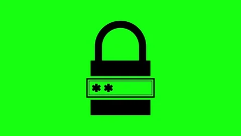 Strong, Secure Password Padlock Icon on Green Background Stock Footage 308663493