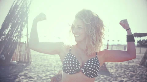 Strong &amp; Sexy On The Beach Stock Footage 64974514