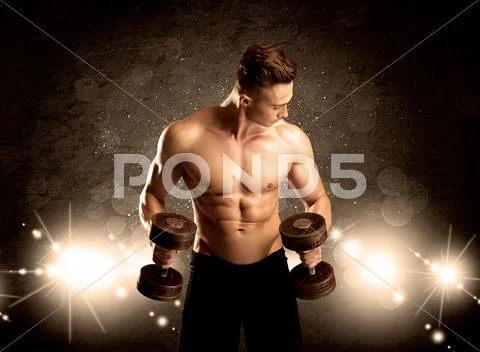Strong sexy male working out Stock Photos
