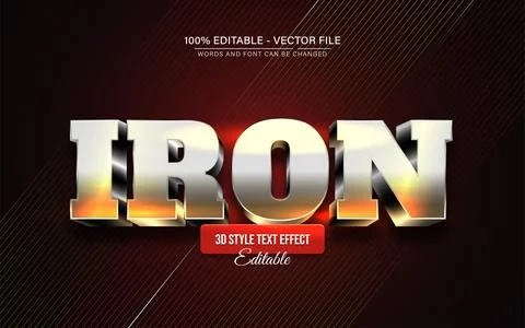 Strong silver iron text effect editable Stock Illustration