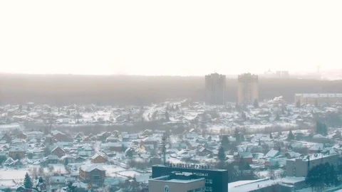 Strong smoke and cold in a distant Siberian city 스톡 동영상 123888113
