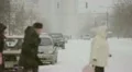 The strong snow cyclone in the city:bad weather,difficult traffic,extreme frost! HD Footage