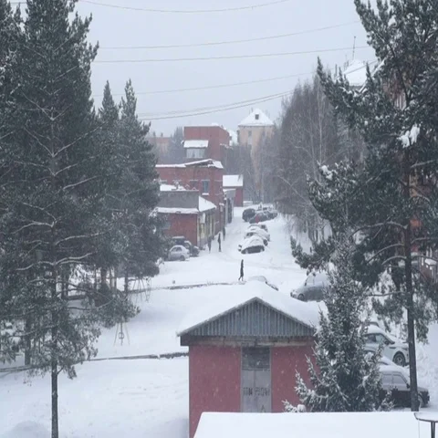 The strong snow cyclone disaster. The central street Stock Footage 69121684