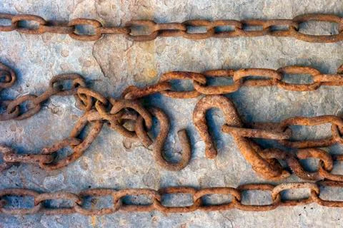 Strong solid rusty chain Stock Photos