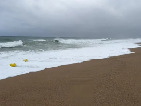Strong Storm on the Beach Stock Footage 315646479