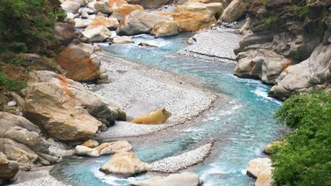 Strong stream in deep valley.gurgling pour water.Charming Valley. Stock Footage 280129686