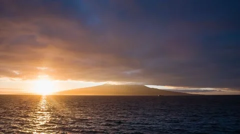 Strong sunrise with clouds at Pico volcano Stock Footage 42572502