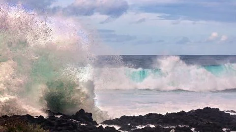 Strong surf on the atlanticcoast Stock Photos