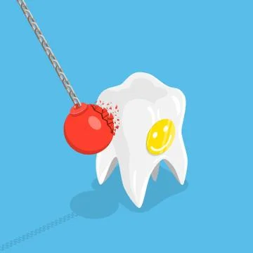 Strong teeth flat isometric vector concept. Stock-Illustration