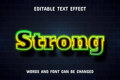 Strong text - neon text effect editable Stock Illustration