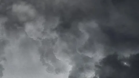 Strong thunder storm in black clouds 4k. Stock Footage 280746134
