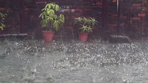 Strong thunderstorm with hail Stock Footage 61771453