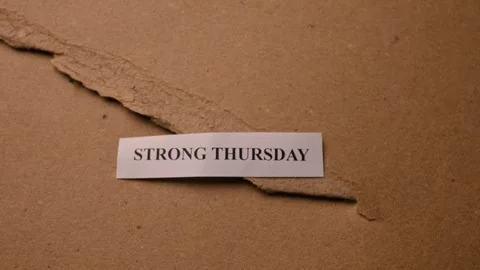 Strong Thursday Motivation Note on Brown Paper Flat Lay Background Stock Footage 338346975