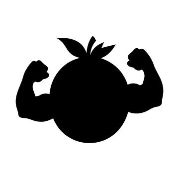 Strong tomato character silhouette vector illustration Stock Illustration