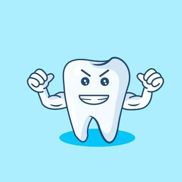 Strong Tooth Cartoon Character Vector Illustration Stock-Illustration