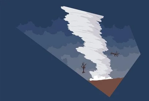 Strong tornado destroy dam collapse and heavy rain drops to broken hydroelectric Stock Illustration