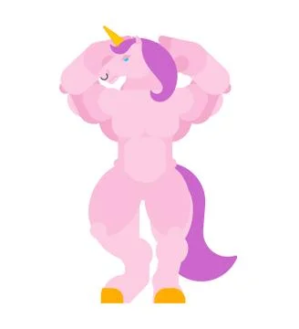 Strong Unicorn Power. Powerful Magic horse. heavy steed. Vector Ilustración de archivo