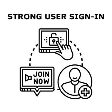 Strong user sign in process managing account security 库存插图