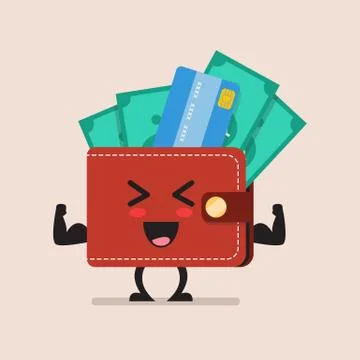 Strong wallet character Stock Illustration