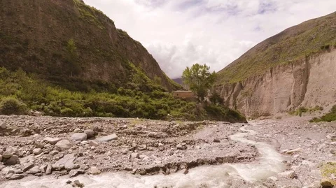 Strong water flow in the mountain, fast and hard water stream Stock Footage 104988556