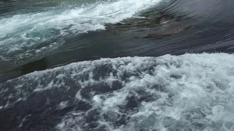 Strong water flow in a mountain river close-up Stock Footage 126142503