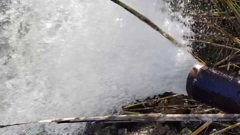 Strong Water Pressure From Pipe Closeup.  Stock Footage 188441442