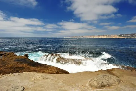 Strong wave on rock Stock Photos