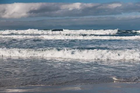 Strong waves and pristine untouched Australian beach in Marion Bay in Tasmani Stock Photos