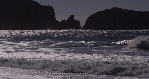 Strong waves forming along Rodeo Beach San Francisco, California, Shot with the Video stock 103447063