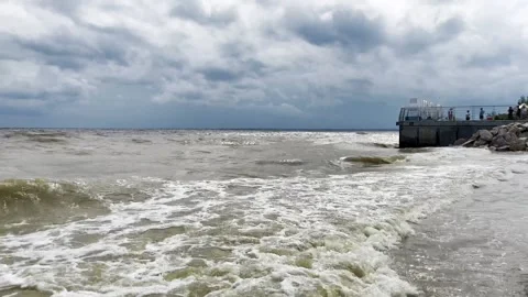 Strong waves hitting the pier. Stock Footage 264620801