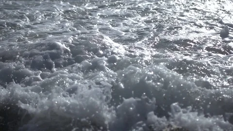 Strong Waves at Ocean or sea with white foam Slow Motion Video. Stock Footage 100174769
