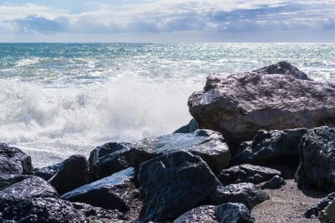 Strong waves of the sea Stock Photos