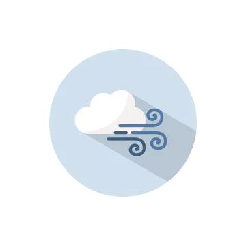 Strong wind and cloud. Flat icon on a circle. Weather vector illustration Stock Illustration