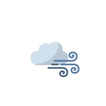 Strong wind and cloud. Flat icon. Isolated weather vector illustration Stock Illustration