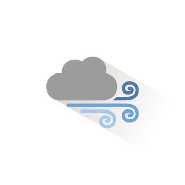 Strong wind and cloud. Isolated color icon. Weather vector illustration Stock Illustration