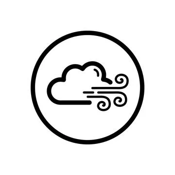 Strong wind and cloud. Outline icon in a circle. Weather vector illustration Stock Illustration