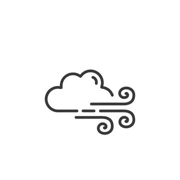 Strong wind and cloud thin line icon. Isolated weather vector illustration Stock Illustration