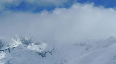 Strong wind and snow blizzard in the mountains - timelapse Stock Footage 32368456
