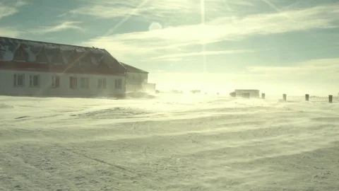 Strong wind and snow in the steppe Stock Footage 78139636
