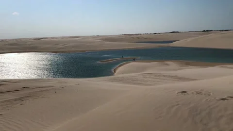 Strong wind blowing sand in the desert dunes of Lencois Maranhenses, Brazil. Stock Footage 171186571