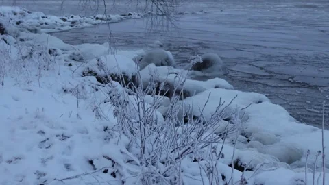 Strong wind breaks the ice on the lake Stock Footage 245343802