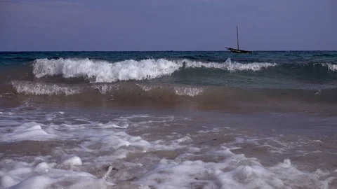 Strong wind that caused great waves in the sea Stock Footage 81283874