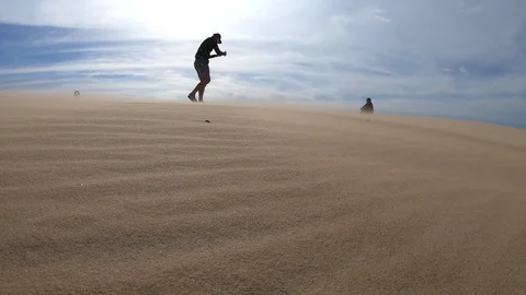 Strong wind in the desert, white sand dunes in Mui Ne, Vietnam. Stock Footage 103829707