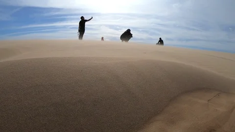 Strong wind in the desert, white sand dunes in Mui Ne, Vietnam. Stock Footage 103829771