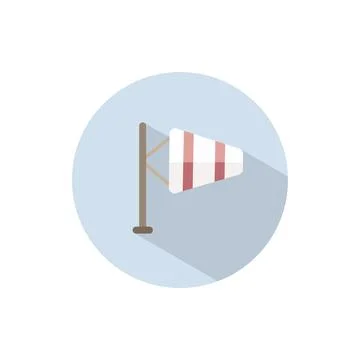 Strong wind. Flat icon on a circle. Weather vector illustration Stock Illustration