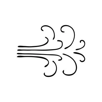 Strong wind gust storm doodle. Windy weather. Vector hand drawn meteorologica Stock Illustration