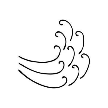 Strong wind gust storm doodle. Windy weather. Vector hand drawn meteorologica Stock Illustration