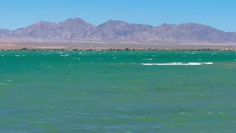 Strong wind at Lake Havasu creates waves and white caps Stock Footage 301005021