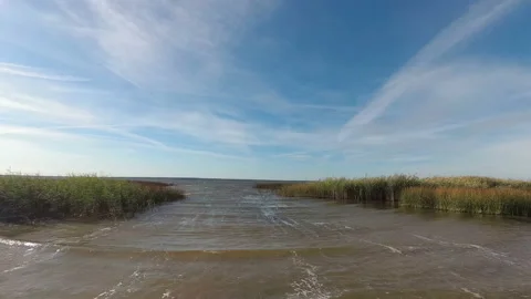 Strong wind on the lake. Time lapse Stock Footage 97068128