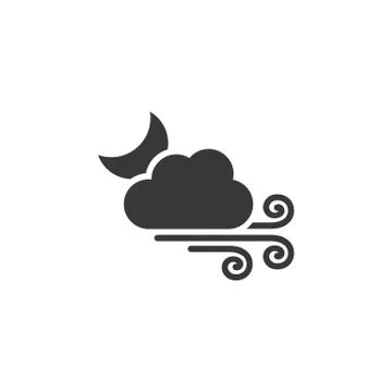 Strong wind, moon and cloud. Icon. Weather glyph vector illustration Stock Illustration